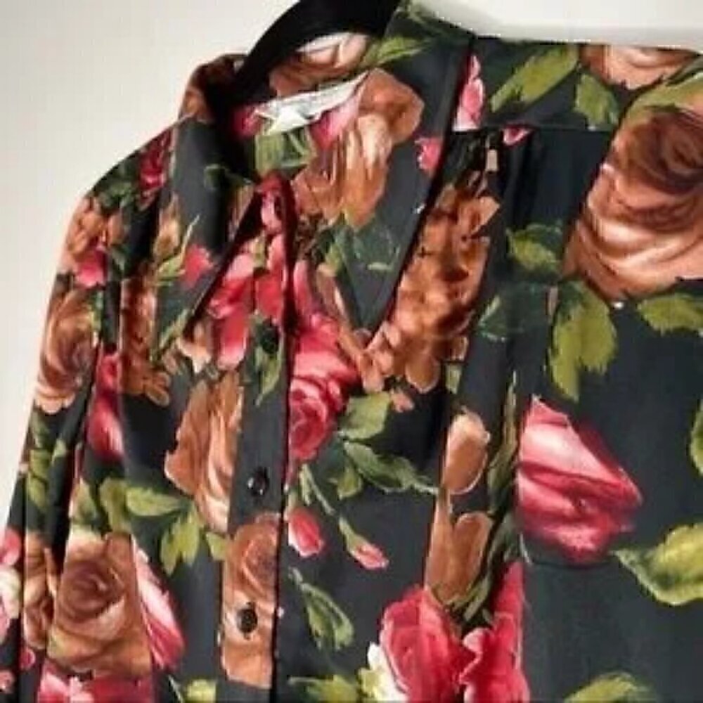 Vintage Contessa Monique Floral Button Front Blouse | 12 | by Florence Alper - Picture 2 of 6